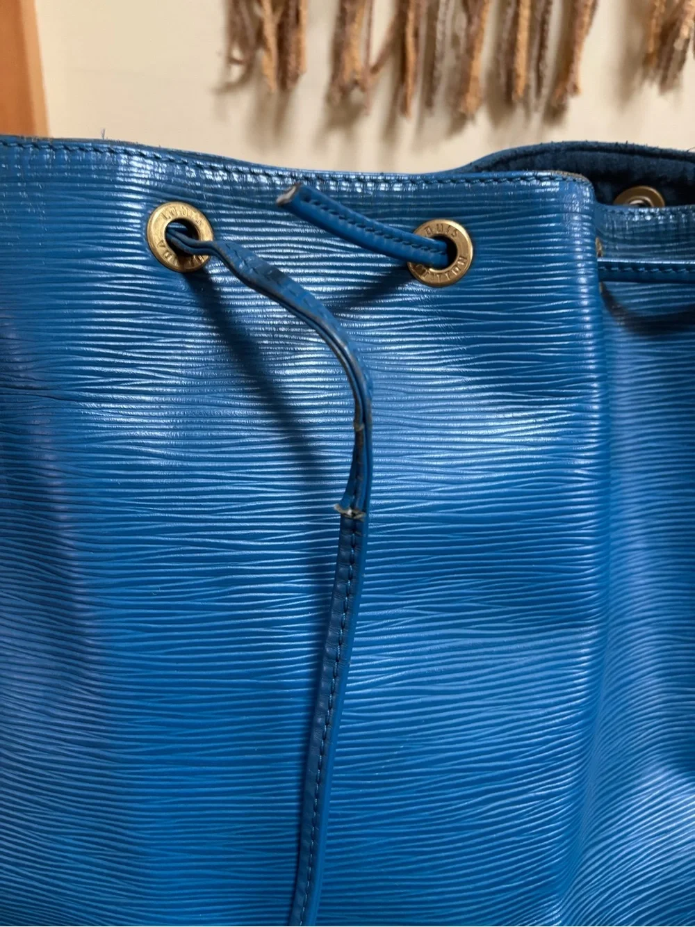 Louis Vuitton Blue Epi Petit Noe Drawstring Shoulder Bag